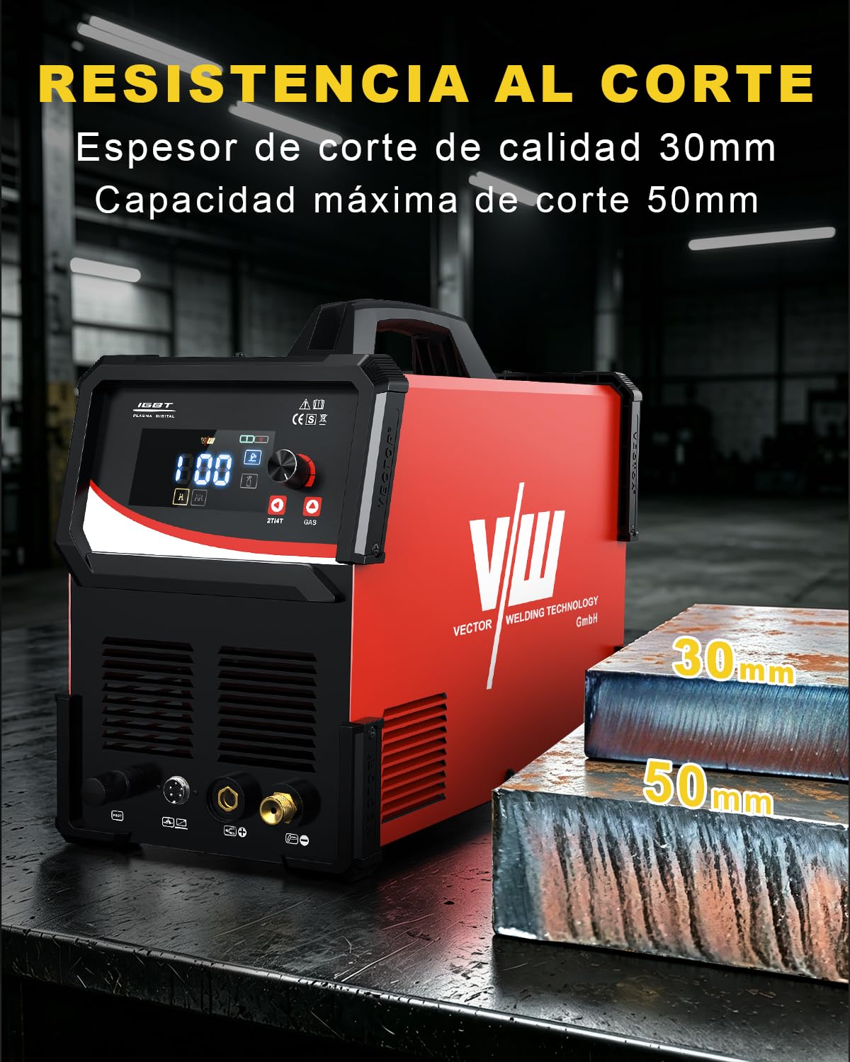 VECTOR WELDING Cortador de Plasma 100A 400V IGBT Inverter HF Profesional