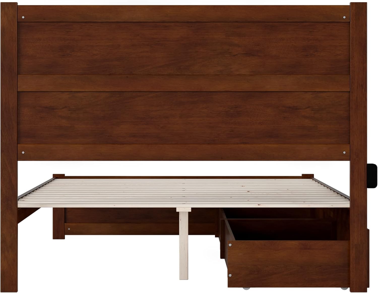Walnut Wood Queen Platform Bed with Storage Drawers