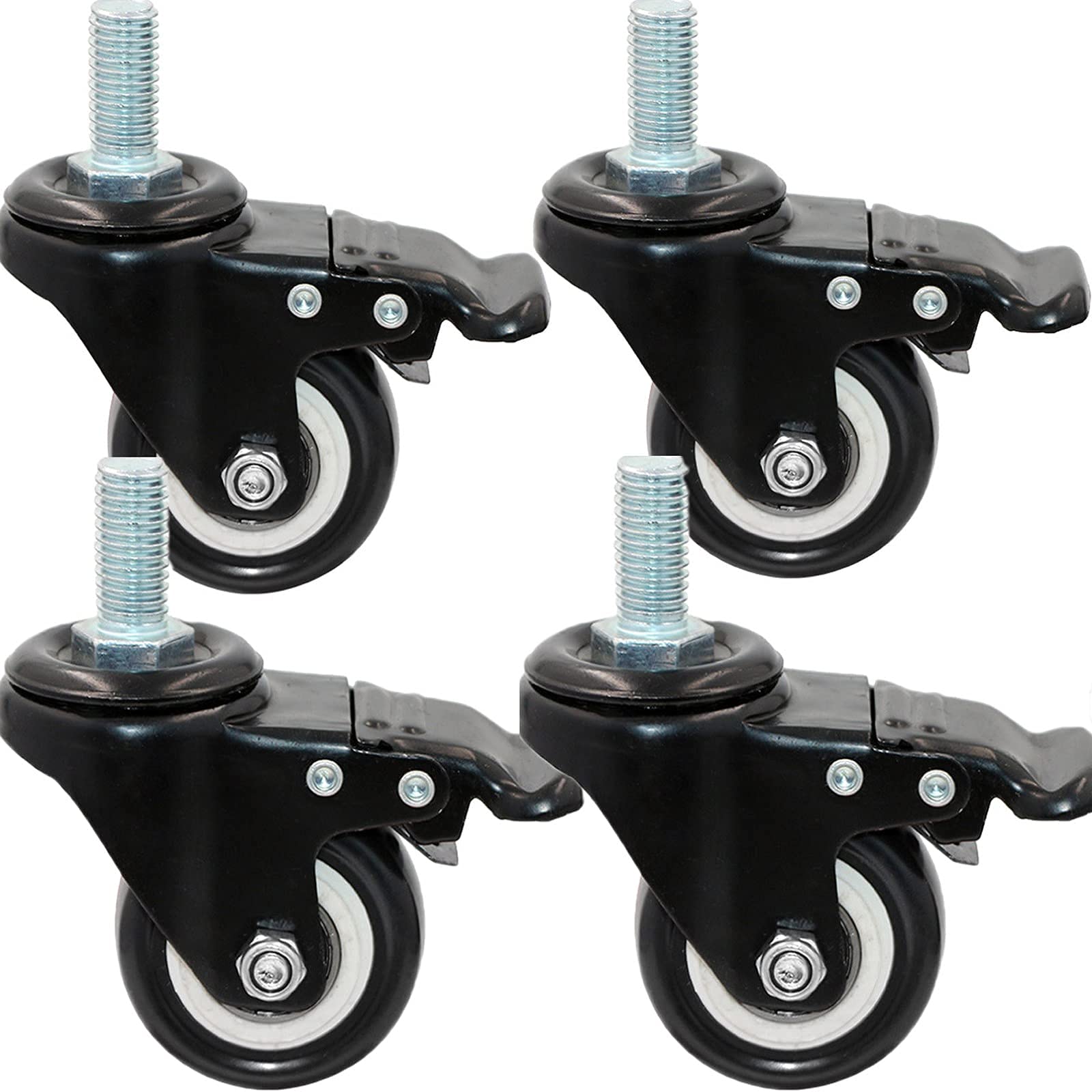 Roues pivotantes robustes, roues de chariot en caoutchouc, chariot à roulettes, roulettes à plaque 40 mm + vis à boulon 250 kg | 4 roulettes mobiles avec frein, roues pivotantes robustes for meubles –