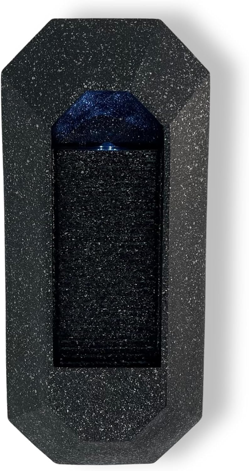 XBrand 23.3" Black Resin Wall Fountain with LED Light & 250LPH Pump - Indoor/Outdoor Water Feature