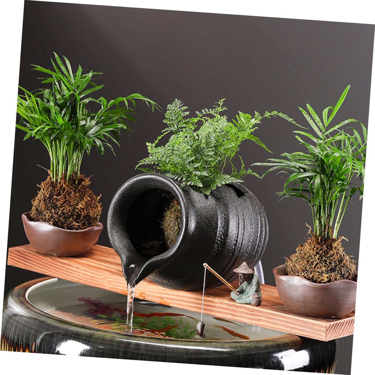 Happyyami Pot De Fontaine en Céramique avec Cascade Circulante Décorative pour Aquarium Jardin Intérieur Et Extérieur Relaxant 5.31X3.94X3.94In