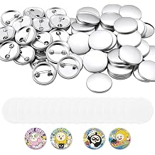 VEVOR Button Maker Supplies 200 Sets 2.25 in / 58 mm Pin Back Button Parts, with Metal Backs, Metal Shells, Clear Mylar Films, and Blank Circle Papers, for Home DIY, School Events, and Custom Studio