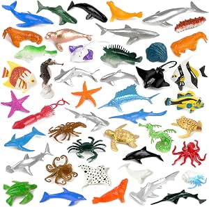 46 Pack Mini Ocean Sea Animals Toys, Assorted Vinyl Plastic Sea Creatures for Kids, Party Favors, Educational