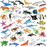 FXMHEHBB 46 Pack Mini Ocean Sea Animals Toys, Assorted Vinyl Plastic Ocean Animal Figures Sea Creatures Toys for Kids Party Favors Educational Toy