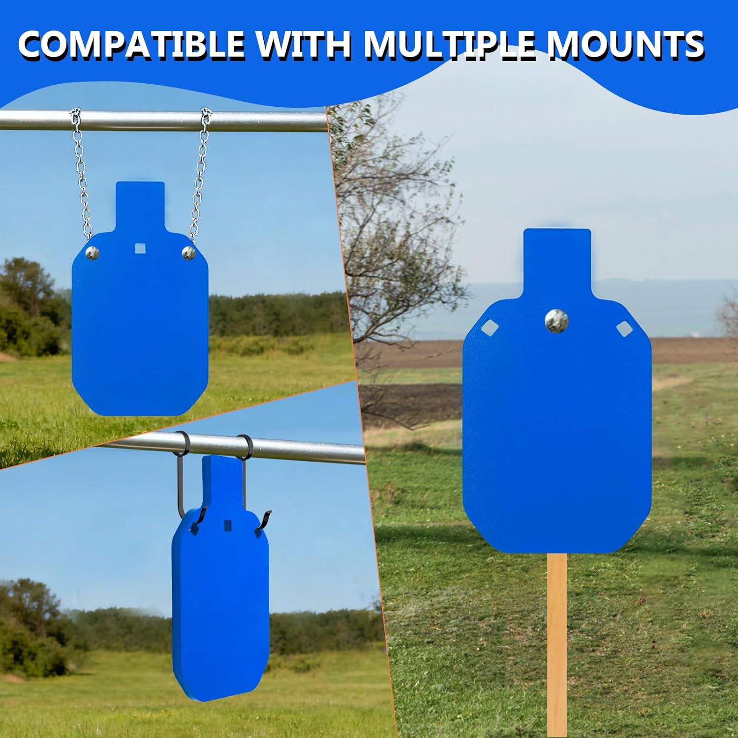 AR500 Steel Targets 3/8 Inch Thick, Gong Silhouette 3/8" Thick Metal Target, Laser Cut Neon Blue - Suitable for Pistol/Rifle Firearm Training, for Shooting Enthusiasts