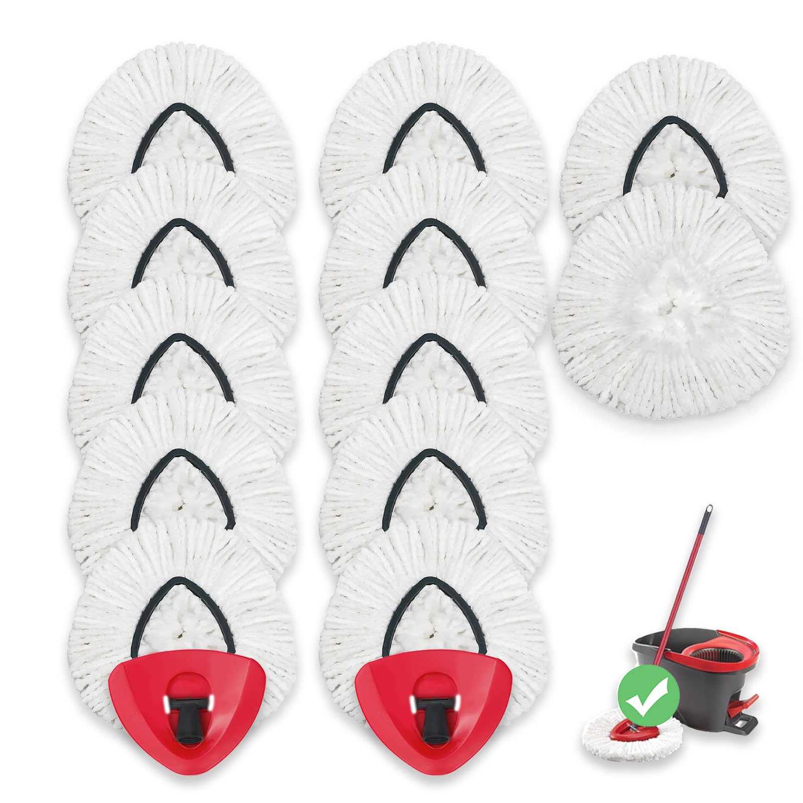 12 Pack Mop Heads Replacements for O-Cedar, Compatible with O Ceda EasyWring Spin Mop Replace Refills for Ocedar, Deep Cleaning Machine Washable and Easy-to-Replace