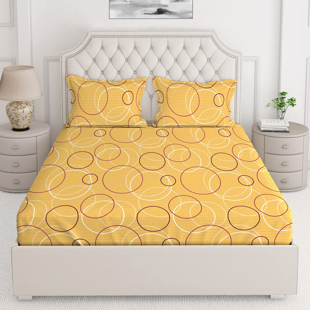 Layers 100 Cotton Bedsheet for Double Bed with Pillow Cover Set, 144