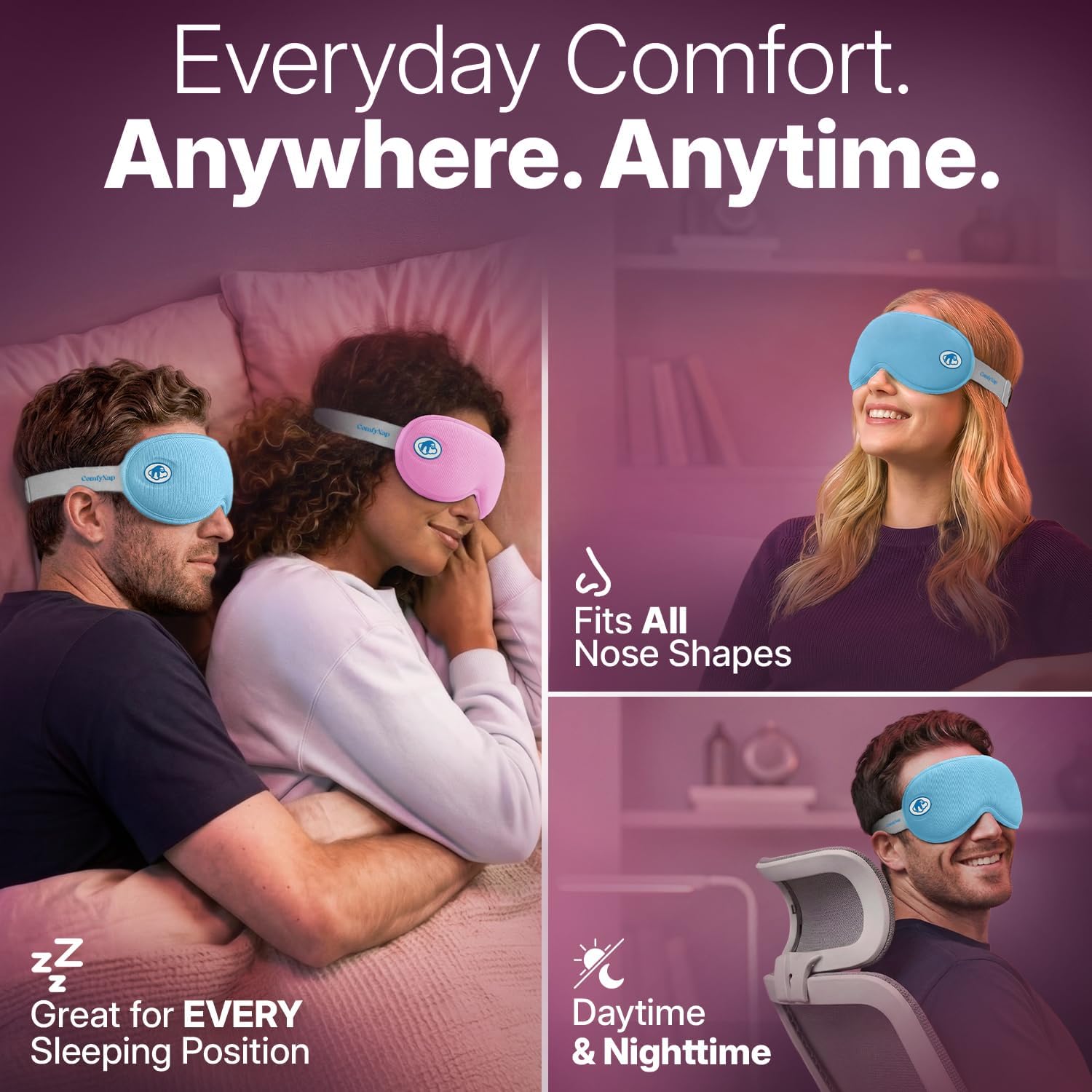 Eye Mask for Sleep with Ultimate Travel Case & Ear Plugs - DeepSpace™ Blackout Sleep Mask for Women Men, Side Sleeper Adjustable Eye Cover, Zero Eye Pressure, Memory Foam Eye Mask (Earth)
