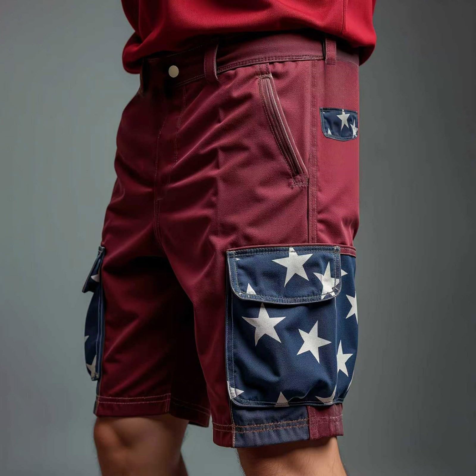 Short cargo pour homme avec stretch - Short d'extérieur patchwork