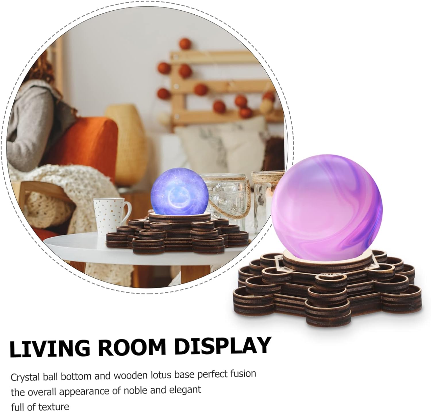 ABOOFAN Wooden Crystal Ball Stand Lotus Pedestal for Table Display