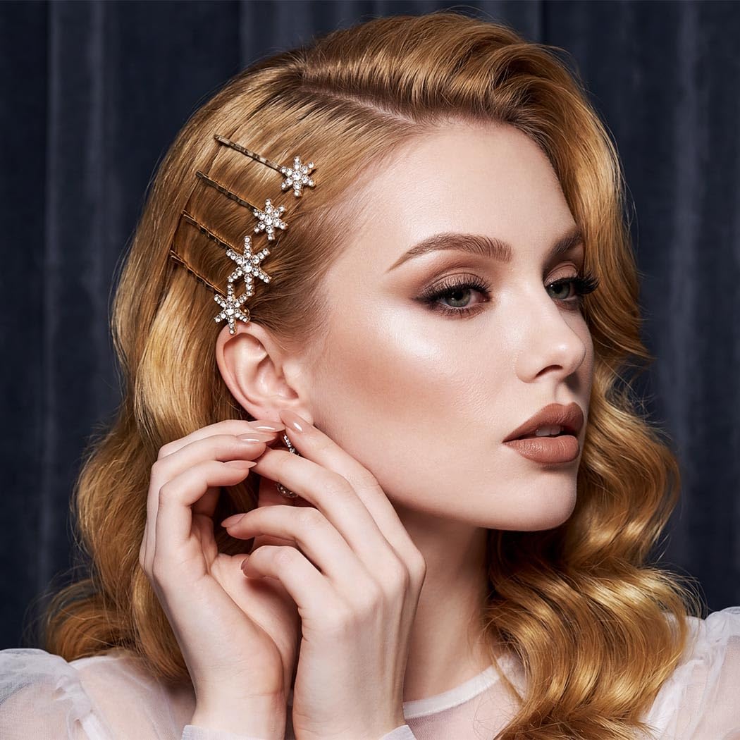 Amazon.com : BARTOSI Star Hair Pins Gold Rhinestone Hair  display picture 1