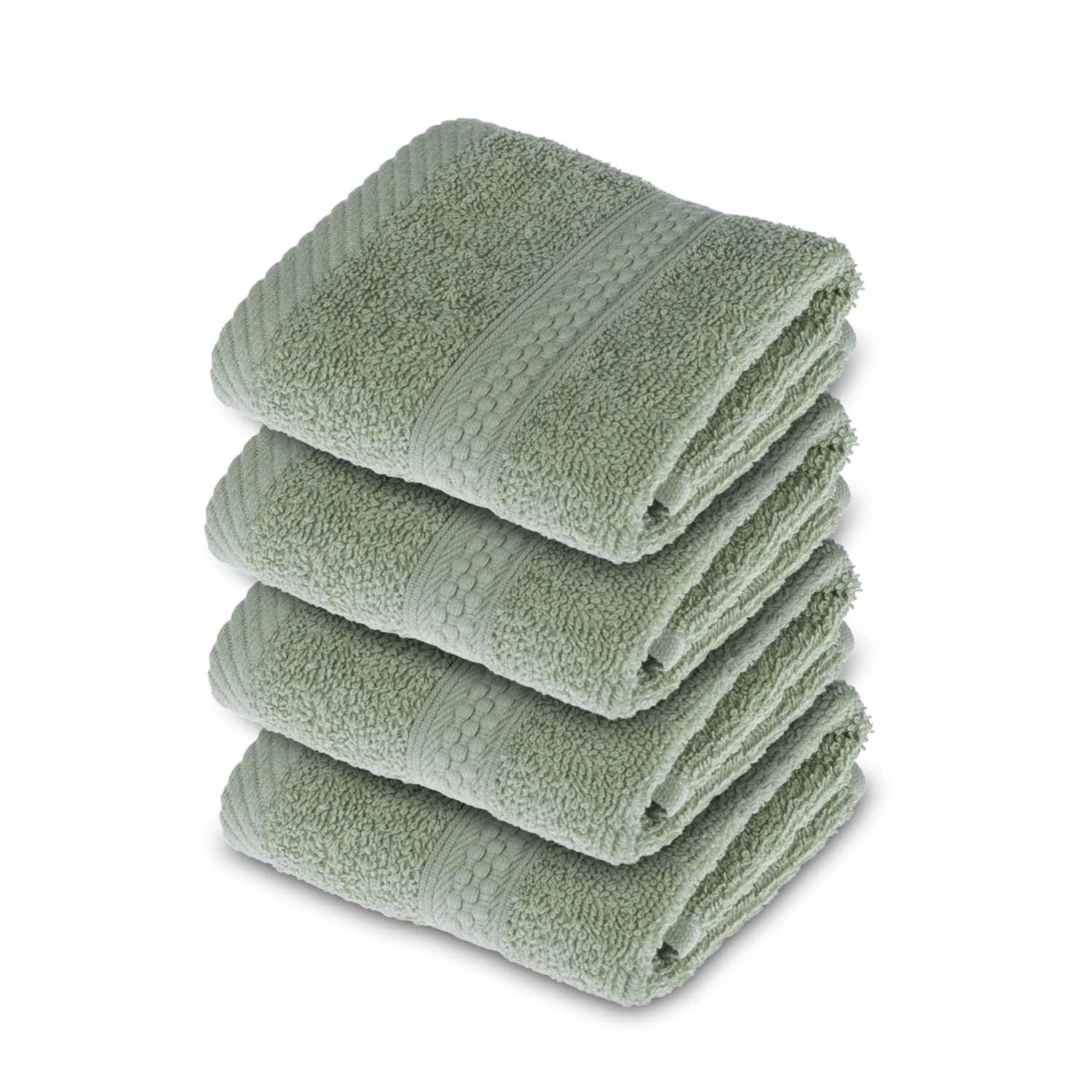 HOMESCAPES Light Blue Turkish Cotton Set of 4 Face Cloths Flannel Super Soft Thick & Absorbent 500 GSM Towel Heavy Weight for everyday Luxury — view 243