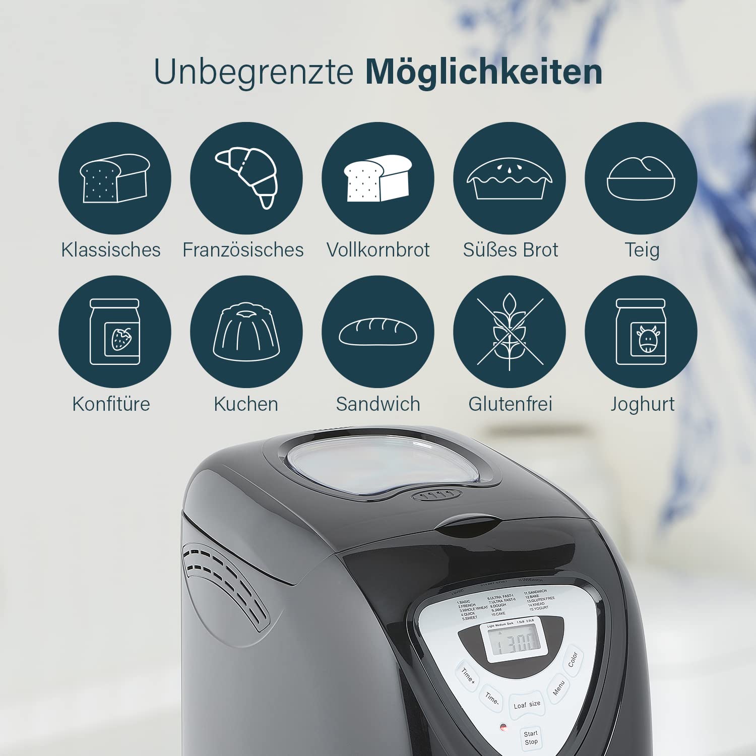 Princess Brotbackautomat 600 W Cool Touch, Kapazität von 680-900g, Digital-Timer und Warmhaltefunktion, ideal für Spezialdiäten oder bei Allergien, Krustenfarbe hell, mittel und dunkel, Schwarz