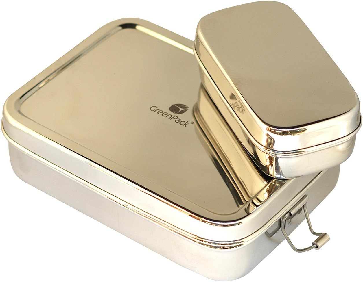 2-in-1 Rectangular Lunch Box - Stainless Steel Meal Container with 2 Compartments