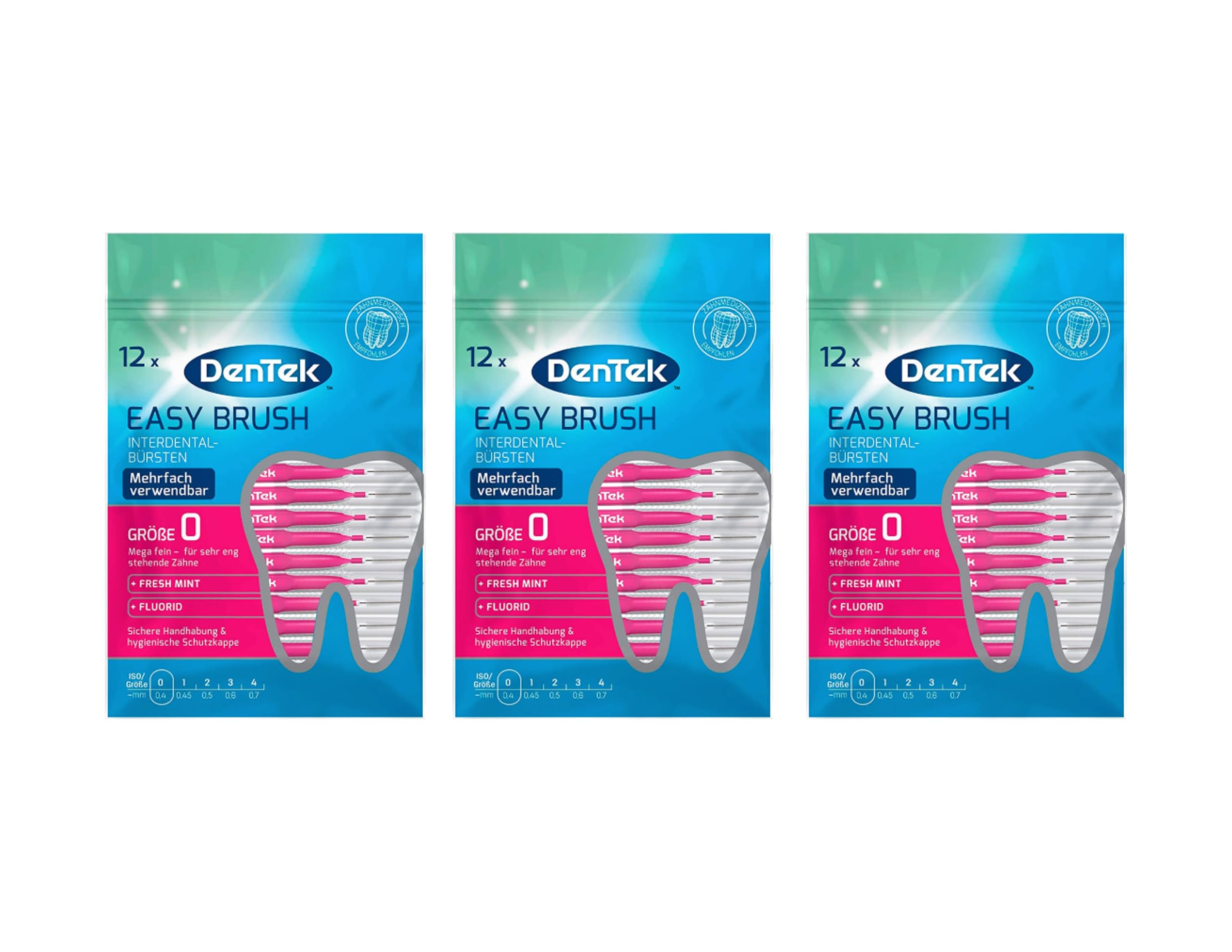 3 cepillos Dentek Easy Brush Iso: 0 varillas interdentales