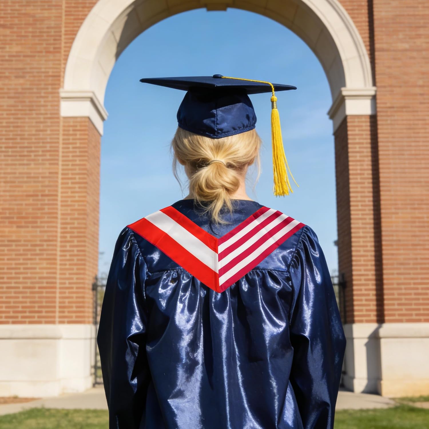 USA And Austria Flag Graduation Stole,Satin Embroidery Graduation Sash for International Students,72 Inch Length.