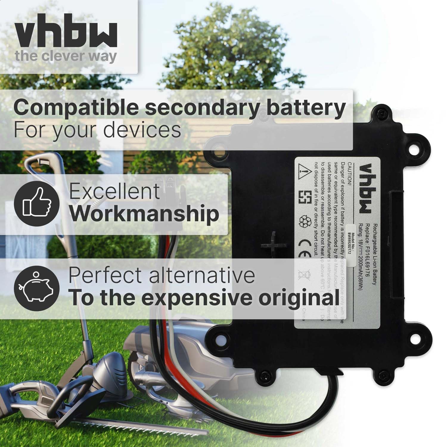 Vhbw Akku Passend Für Bosch Indego 350, M 700, 400, XS 300, S 500 Akku Akku Li Ion 2000 Mah 18 V Leistungsfaehiger Austausch Akku Fuer Rasenmaeher Wiederaufladbar S051m0sv