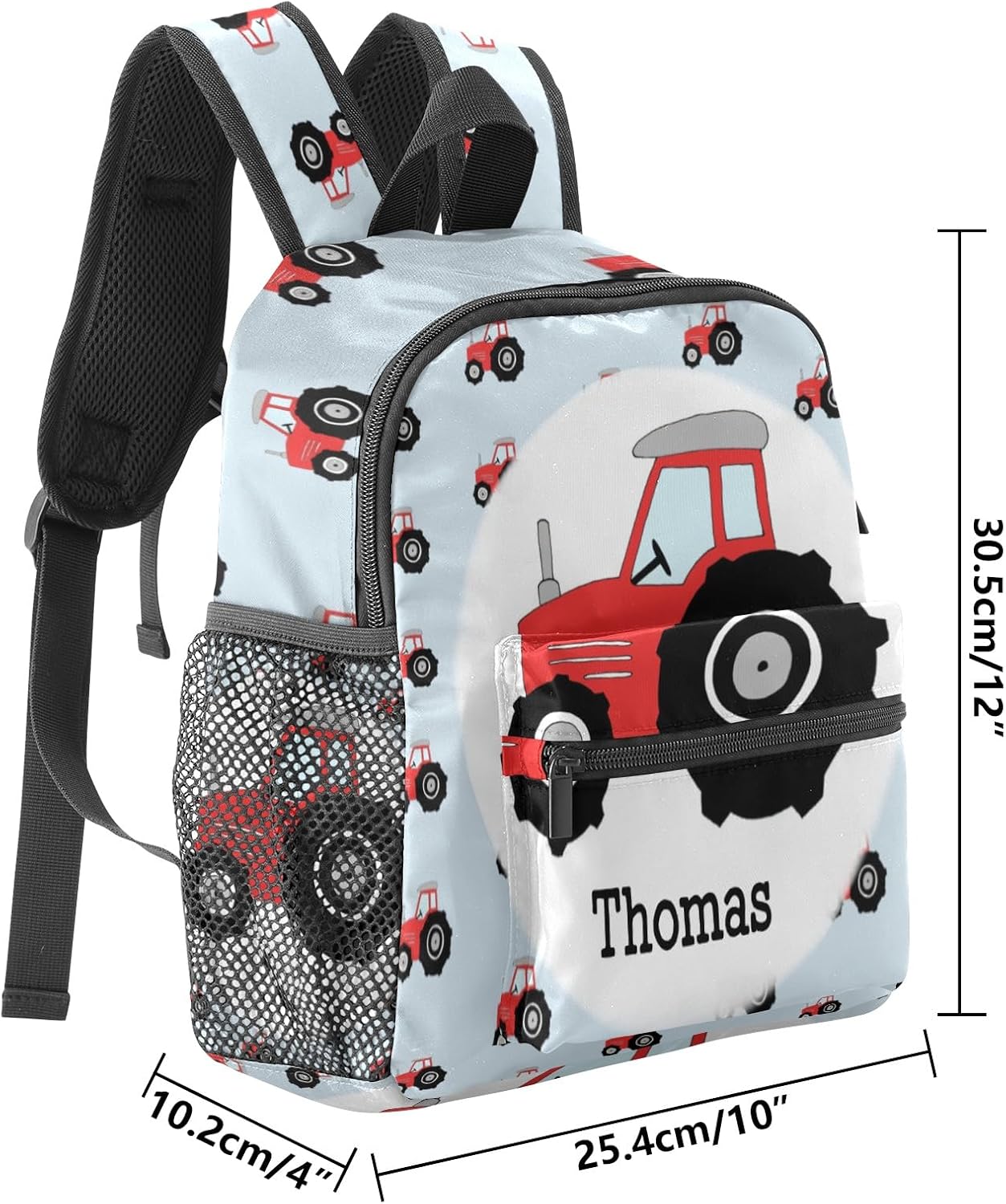 Red Tractor Cars Personalized Kids Mini School Backpack for Boys Girls Toddler Daypack Kindergarten Bookbag