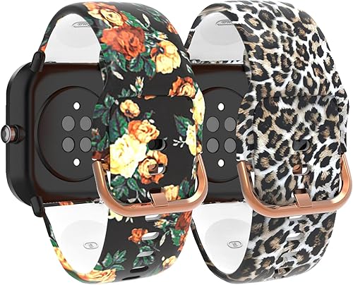 WZWNEER - Correas para reloj inteligente con patrón de correas de silicona transpirable, correas impermeables, accesorios para reloj inteligente