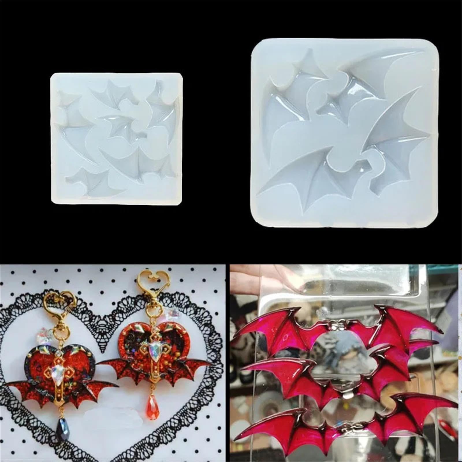 Stampi in Silicone per Ali d'Angelo Accessori for Gioielli con Stampo in Silicone a Forma di Ali del Diavolo Fai-da-Te(7.9 * 7.9cm)