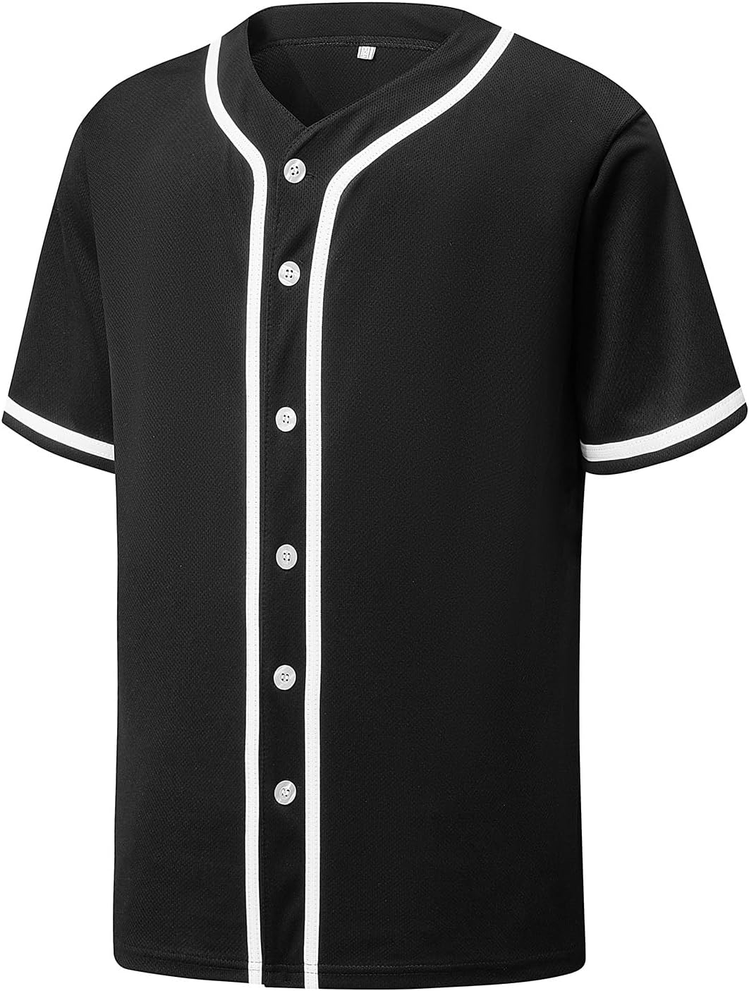 (X-Large) YWIES Mens Button Down Plain Baseball Jersey, Blank Softball Team Uniform, Hip Hop Hipster Short Sleeve Active Shirts X-Large Black