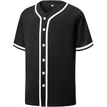 YWIES Mens Button Down Plain Baseball Jersey, Blank Softball Team Uniform, Hip Hop Hipster Short Sleeve Active Shirts
