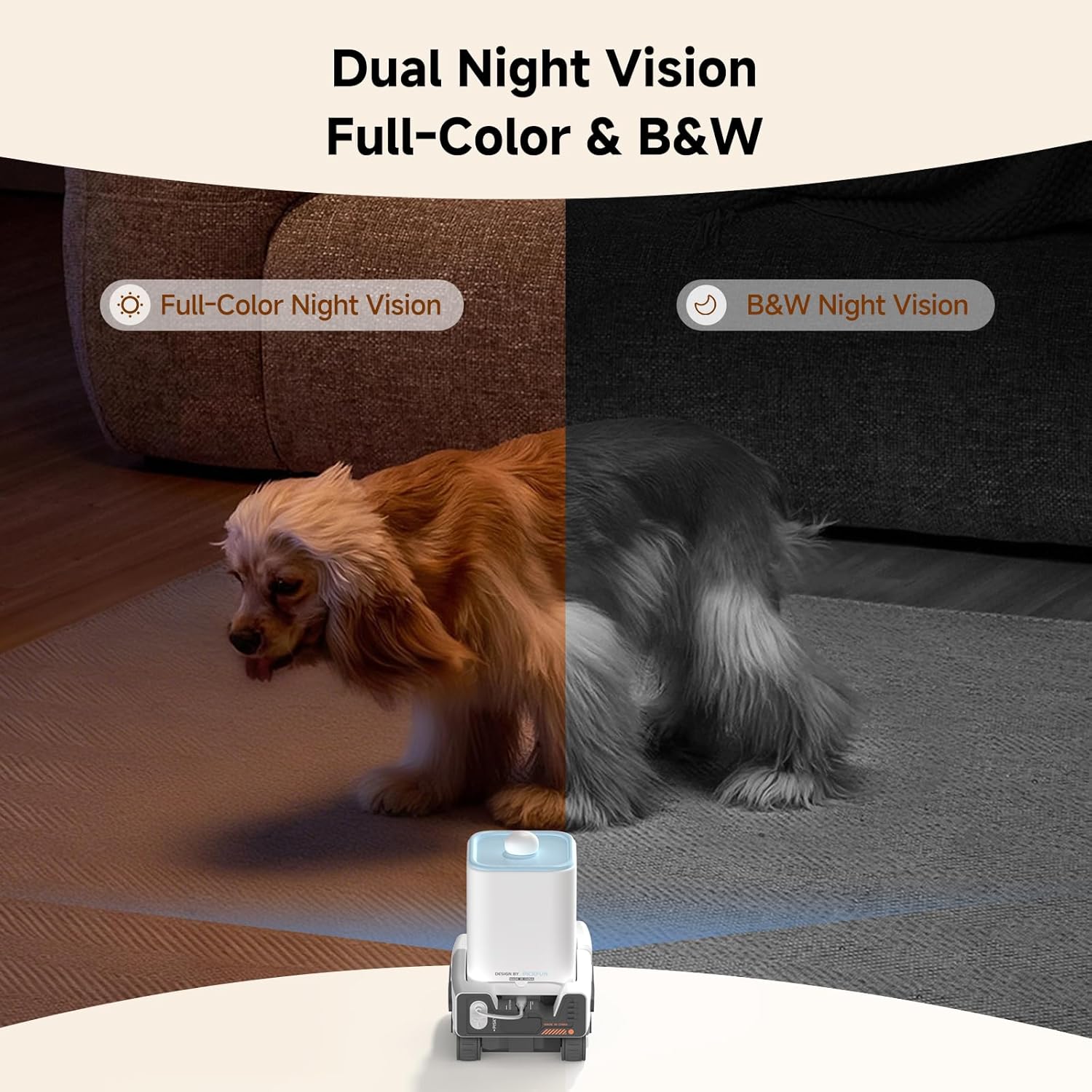 PMATE Self-Moving Pets Camera AI-Powered Rover with Auto Tracking & Patrol, 2K Live View, Night Vision, 2-Way Talk, and Auto-Recharge,(Blue)