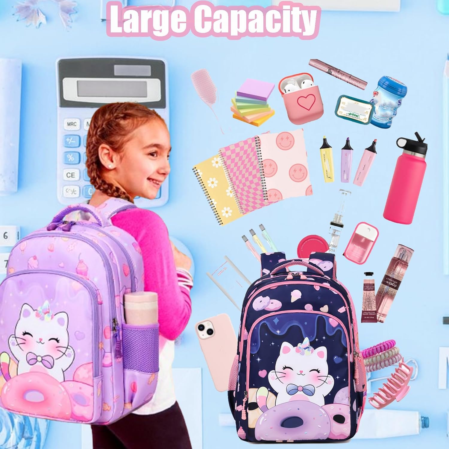 Girls' Elementary School Backpack with Lunch Box - Back to School Bag Bookbag - Image 2