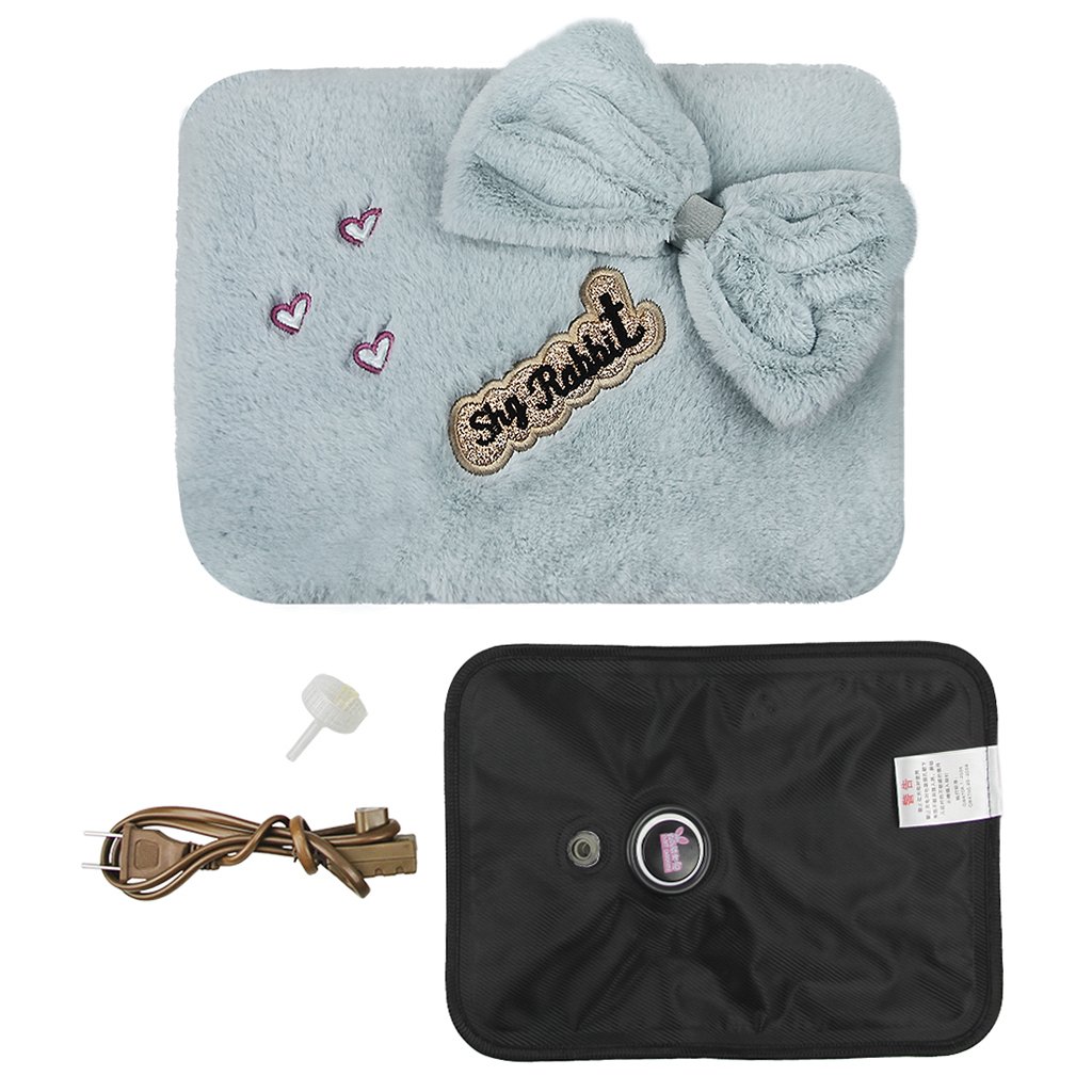 Bowknot Rechargeable Explosion-Proof Safe Hand and Foot Warmer Portable Electric Hot Water Bottle Warmming Bag with Plush Detachable Cover,Winter Warm Gifts for Her
