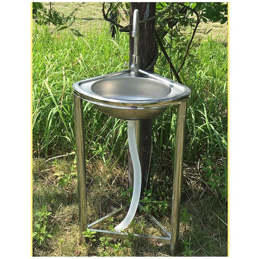 Freistehendes Waschbecken aus Edelstahl Eck-Badezimmer Waschbecken für kleinen Raum Einschalen-Spülbecken für den Hausgebrauch(Kit-C)