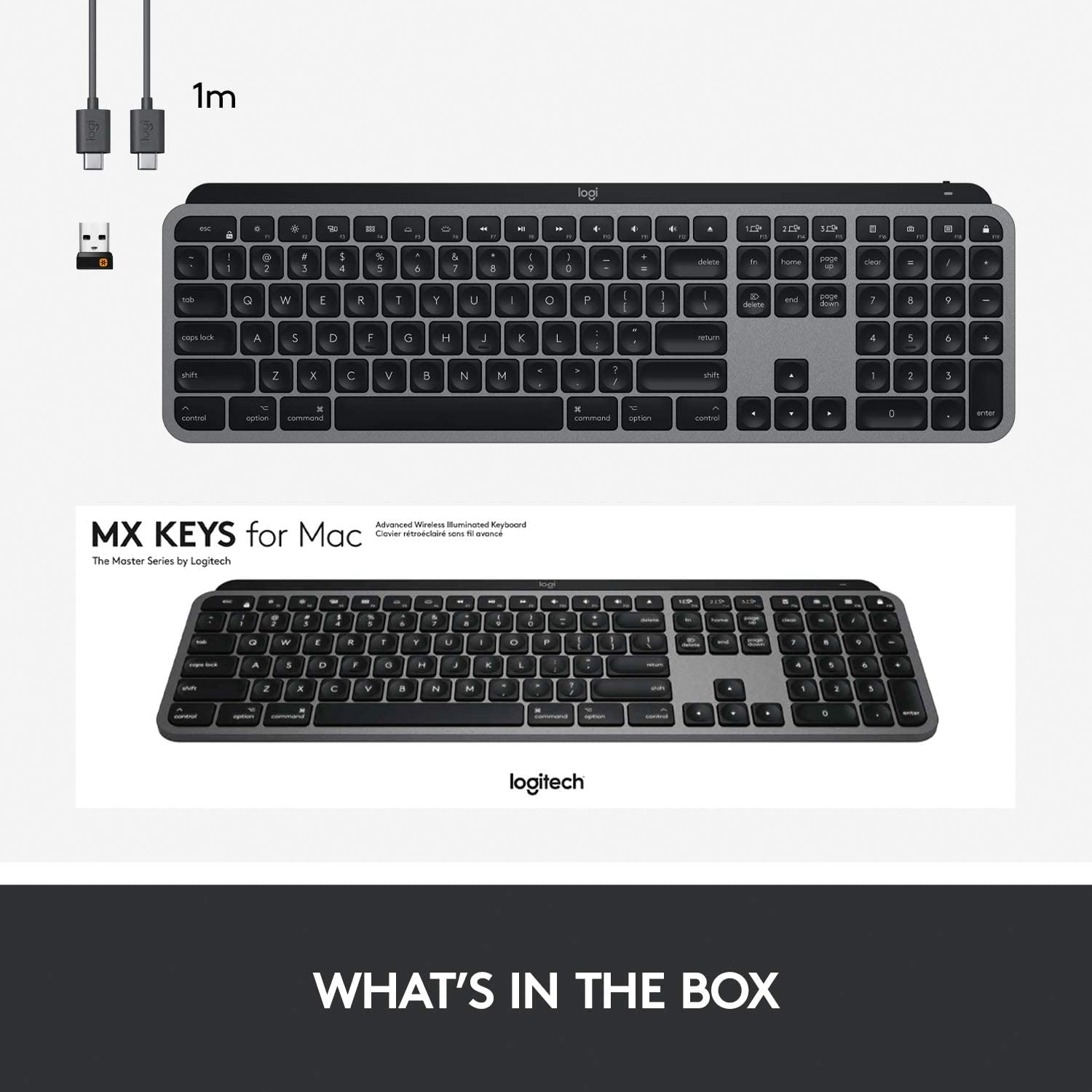 Logitech MX Keys for Mac - Tastiera wireless avanzata illuminata, Layout Inglese QWERTY - Grigio