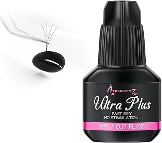 Beauty7 Black Eyelash Extension Glue, No Stimulation Eyelash Glue for Semi Permanent, Drying Time 3-4 Sec, Retention 3-4 Weeks Professional & DIY Use Individual Lash Glue Extra Strong Bond