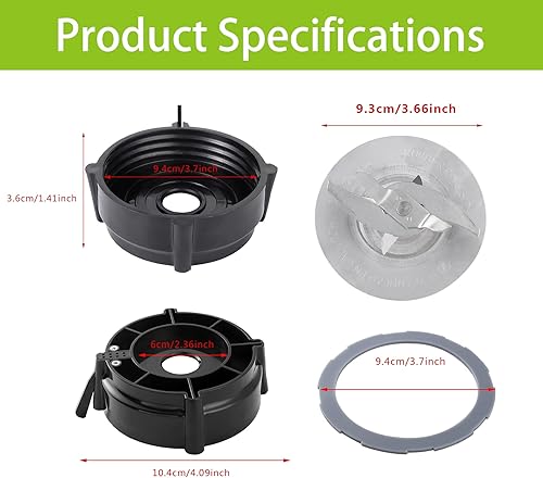 Miniatura 2 de Pro 1200 - Cuchilla de repuesto para licuadora Os-ter Pro 1200 con base de tarro y junta tórica de goma para piezas de repuesto de licuadora Os-ter
