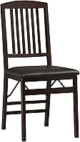Linon Triena Mission Back Set of 2 Folding Chairs, Brown Merlot Finish, 17x20x36in - Stable, Space-Saving Dining Seats