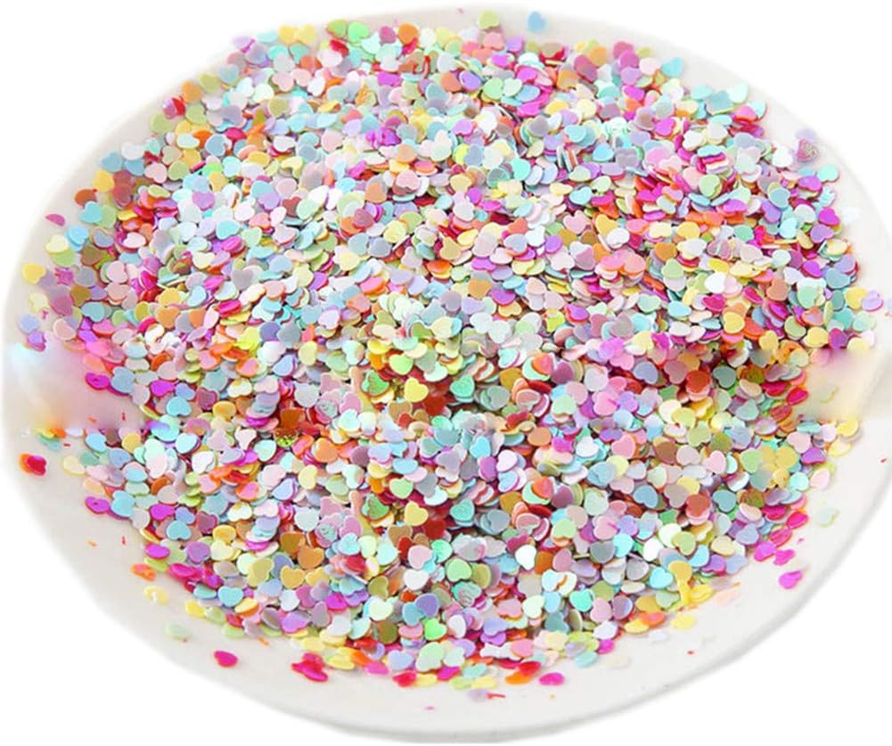 100g Iridescent Heart Shaped Confetti Glitter Sequins Flat PVC Star Mini Paillettes for Scrapbook Embellishment Cardmaking Jewelry Making Nail Manicure Wedding Birthday Party Decorartions (Multi) - Image 3