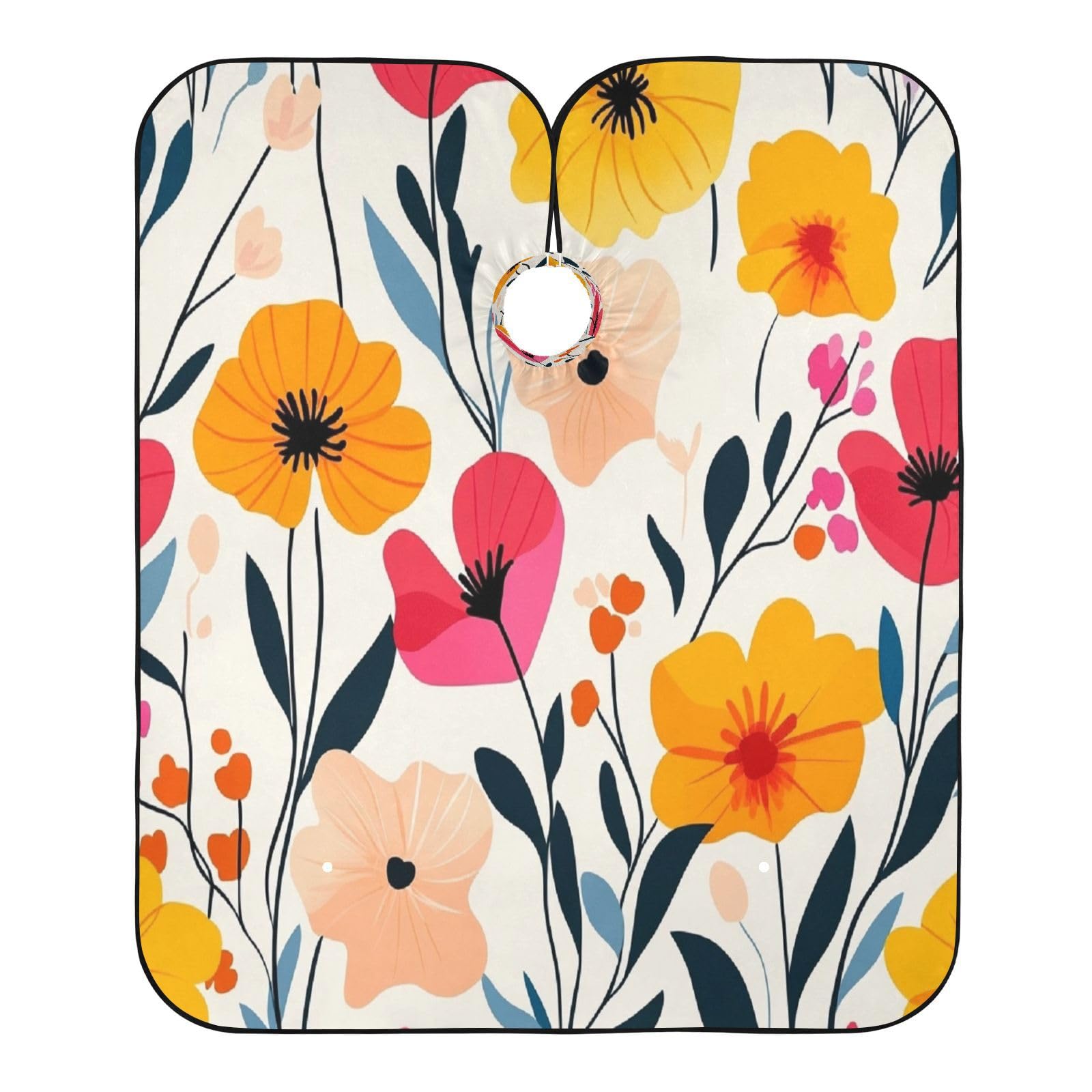 Kigai Colorful Flowers Hair Cutting Cape for Men & Women Waterproof Barber Cape Professional Hairdressing Salon Styling Apron with Adjustable Closure Snap