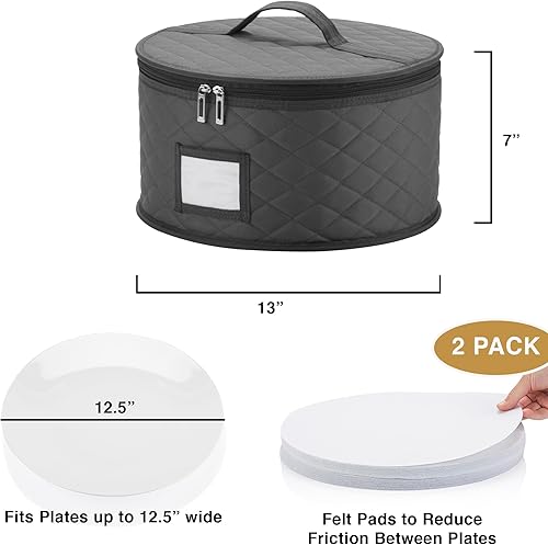 Miniatura 9 de Contenedor de almacenamiento de porcelana para plato grande  14 pulgadas de ancho x 7 pulgadas de alto  Incluye 12 separadores de fieltro. Apilable