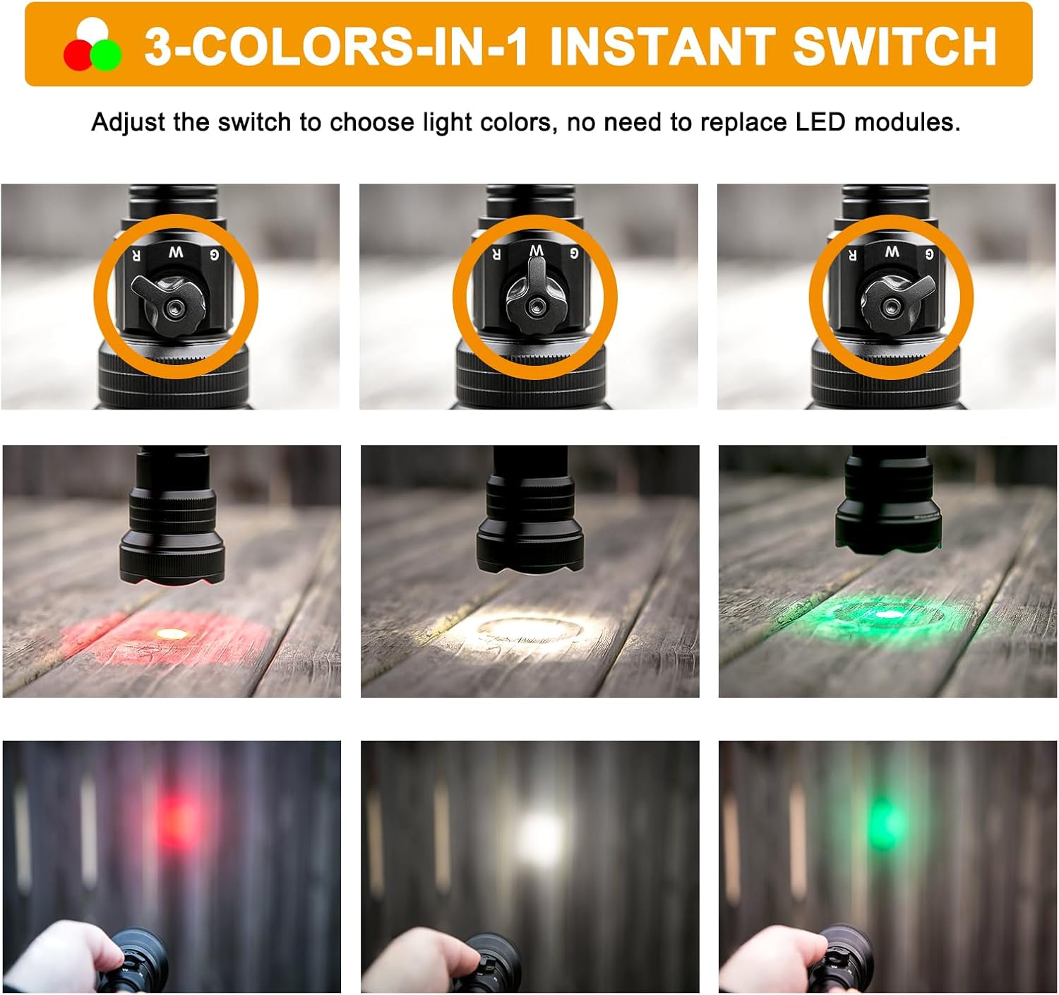 Brinyte T28 Red Green White Hunting Light PT28 Tactical Flashlight Bundle