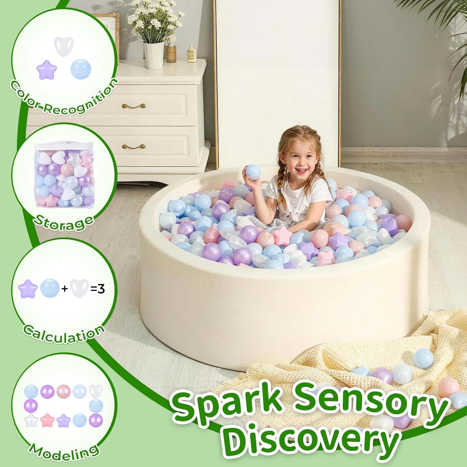 TRENDPLAY Ball Pit Balls Star and Heart Shapes for Toddlers - 50 100 200 500 Count Plastic Balls for Ball Pit Fun and Play