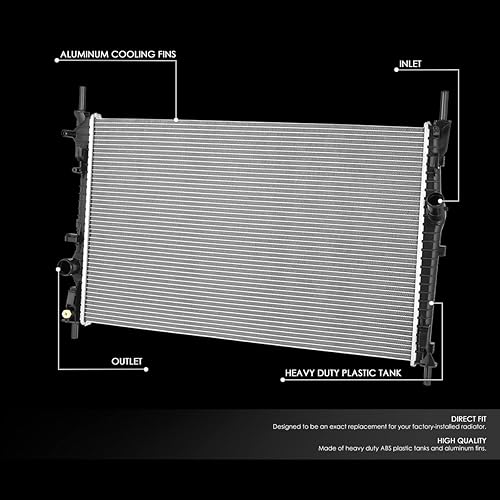 Miniatura 35 de DNA Motoring OEM-RA-1452 Radiador de núcleo de aluminio de 1 fila estilo OE compatible con 85-96 F150 / F250 / F350 MT/AT, 27-1/2 pulgadas de ancho