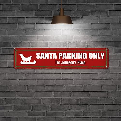 Vista 121 de Santa's Workshop North Pole Street Letreros personalizados de metal para exteriores, letrero de metal de bienvenida para Navidad, decoración