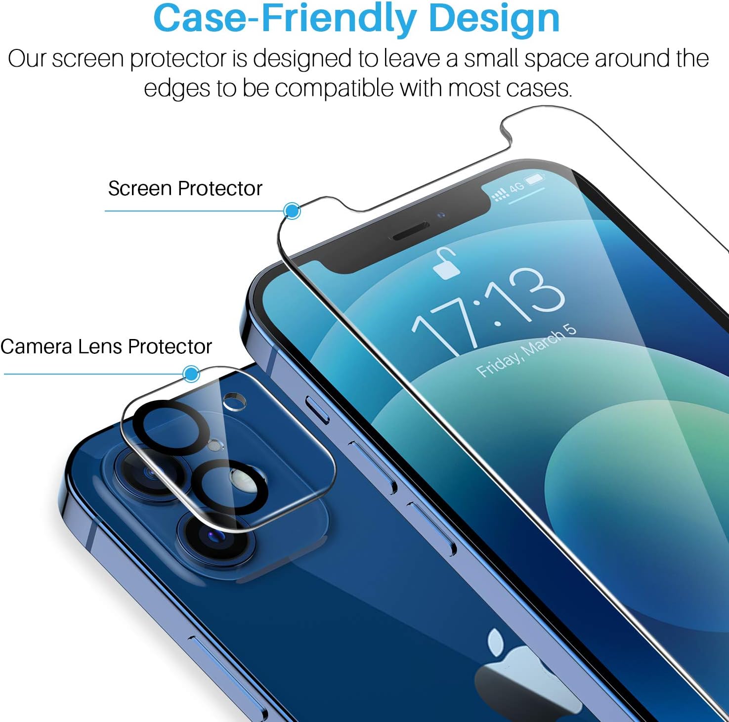 [3+3+1] LK 3 Pack iPhone 12 Screen Protector + 3 Pack Lens Protector with Alignment Frame, [9H] Tempered Glass, Scratch-Proof, Bubble-Free, Smooth Touch Screen Protector for iPhone 12, Clear, 6.1-inch