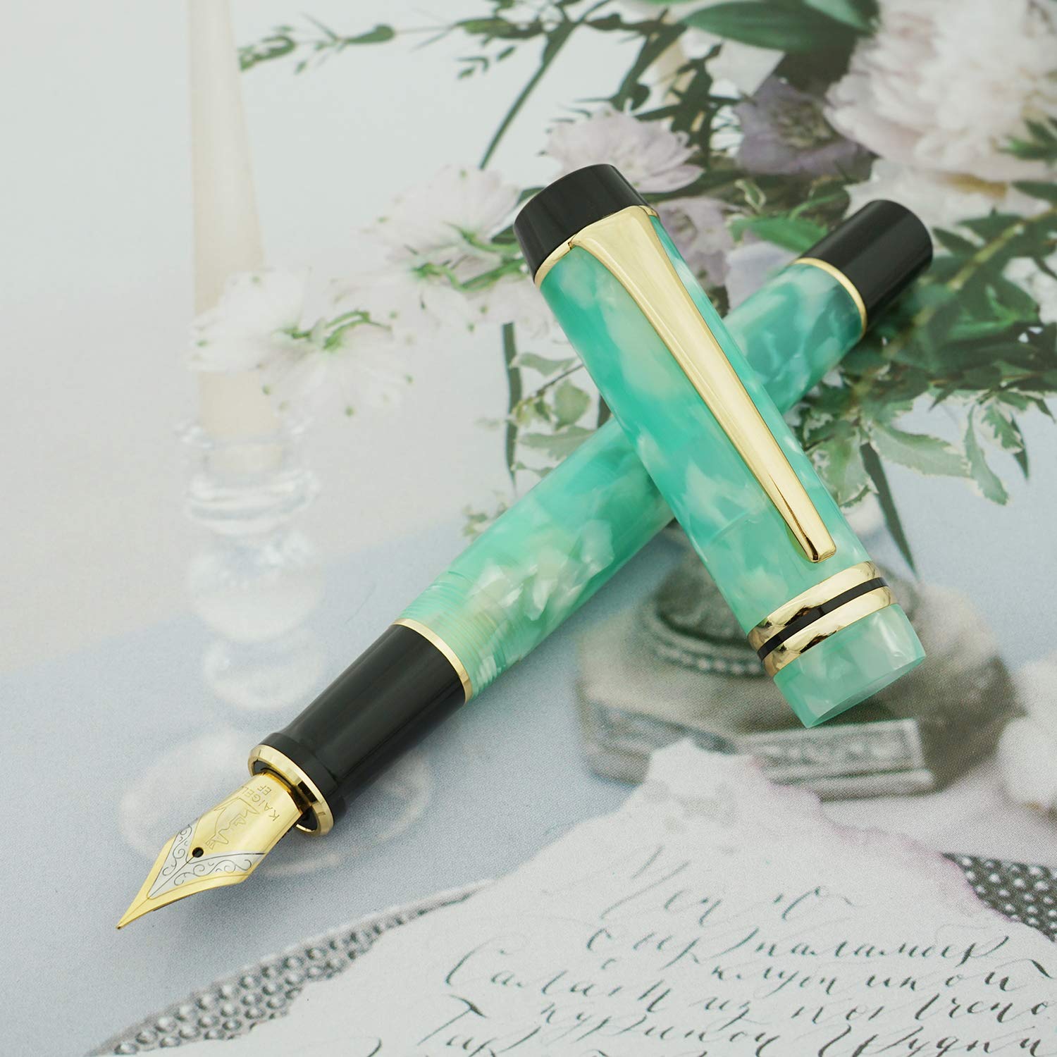 Amazon | Kaigelu 316アクリル万年筆インクコンバーター付き極細ペン先