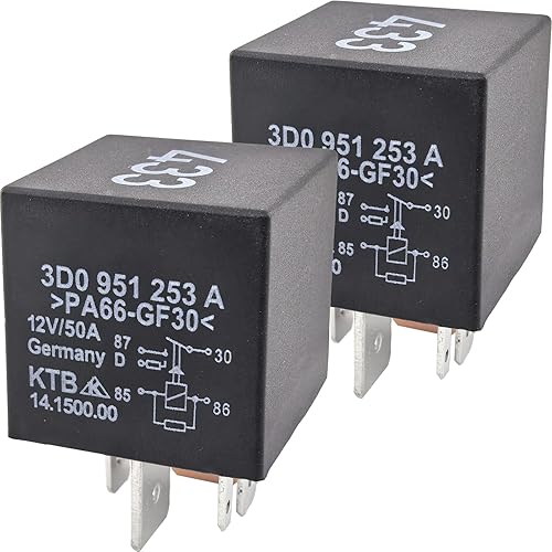 2-Pack 3D0951253A 433 Relay - 30A 12VDC 5-Pin SPDT Automotive