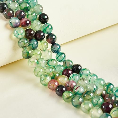 Miniatura 3 de 100 cuentas de ágata de vena de dragón verde de 0.236 pulgadas (0.236 in), cuentas de piedras preciosas naturales redondas sueltas para manualidades