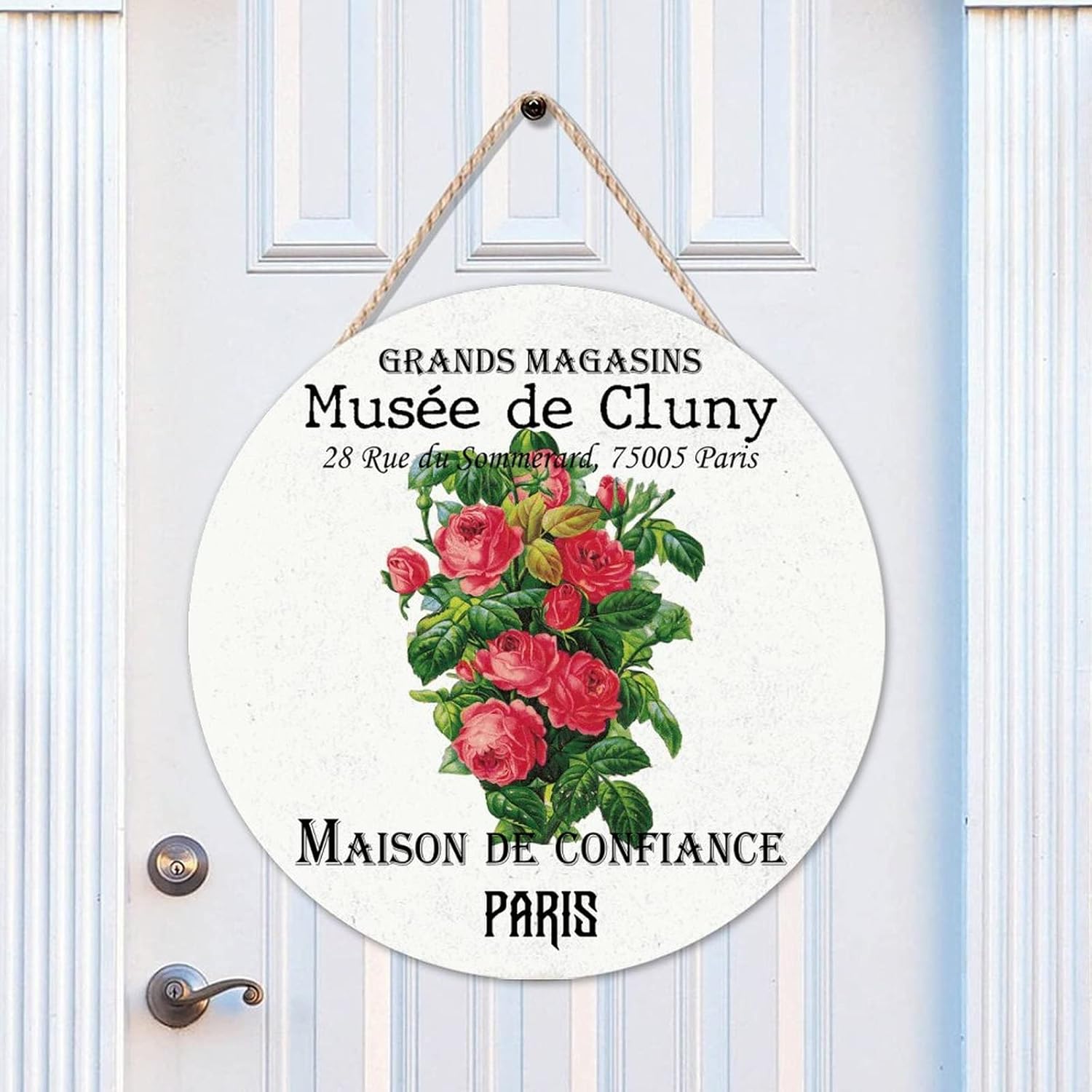 Vintage Flower Wood Door Sign Flower Front Door Round Wood Sign 16x16in Personalized Pattern Wall Hanging Sign Plaque Farmhouse Backyard Door Hanger Wall Decor Housewarming Gifts