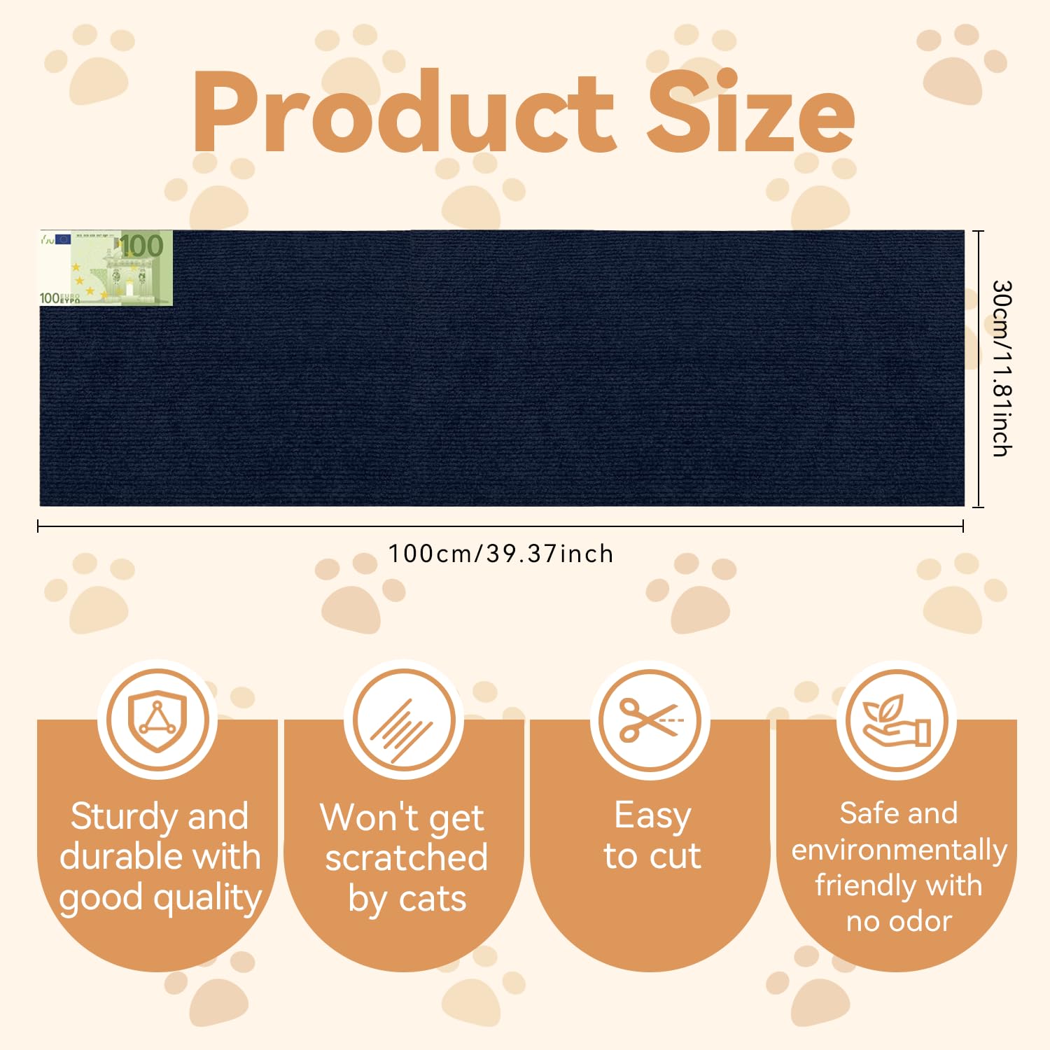 Protezione Divano Graffi Gatto, Tappeto Tiragraffi per Gatti Autoadesivo 100x30cm, Riutilizzabile e Tagliabile, Ideale per Divani, Mobili e Pareti, Tiragraffi divano, Sisal e Moquette (blu)