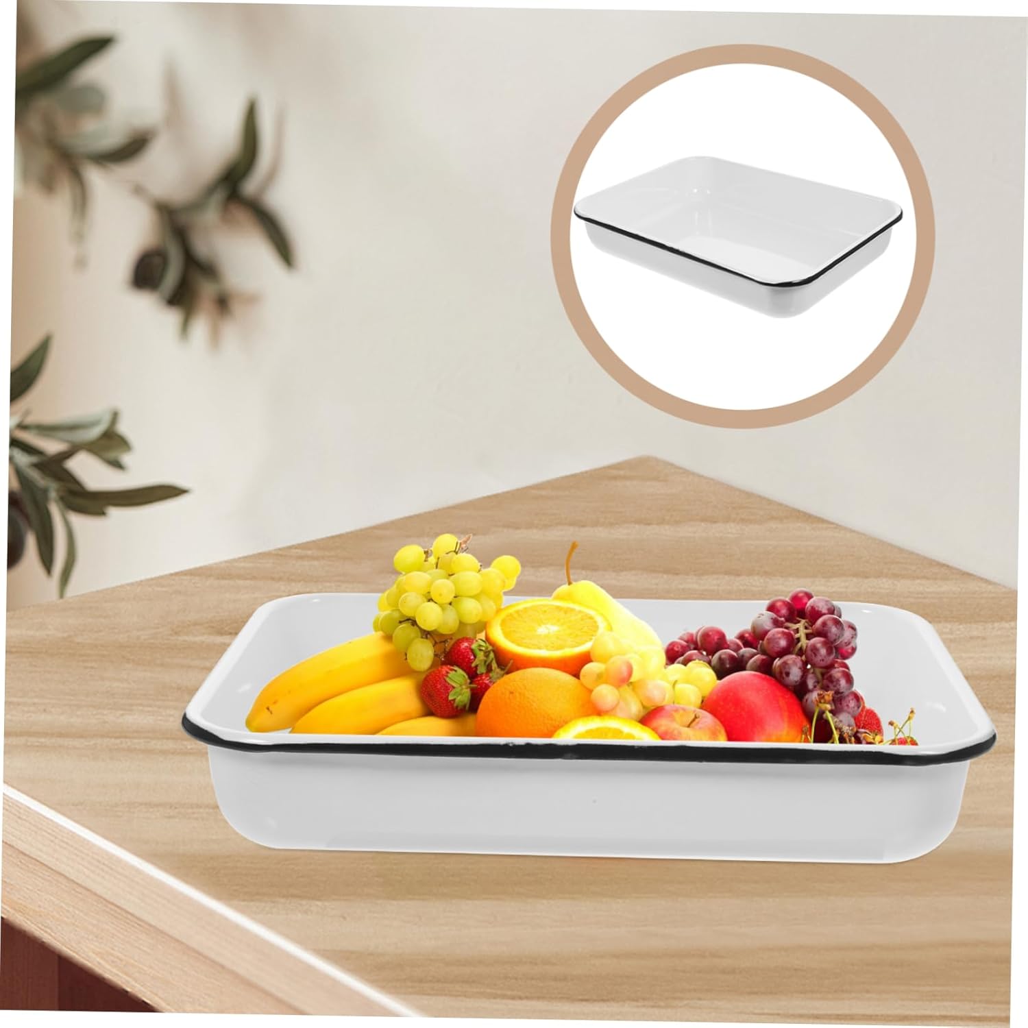 ABOOFAN Heat Resistant Enamel Baking Pan Non Stick Multifunctional Kitchen Storage Tray for Pancakes Bread Desserts Container for Home and Restaurant Use Random Color