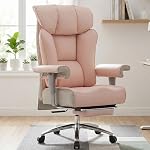 Efomao Big and Tall Office Chair, Executive Office Chair with Foot Rest, Ergonomic Fabric Computer Chair for Back Pain Relief, Grey Gaming Chair