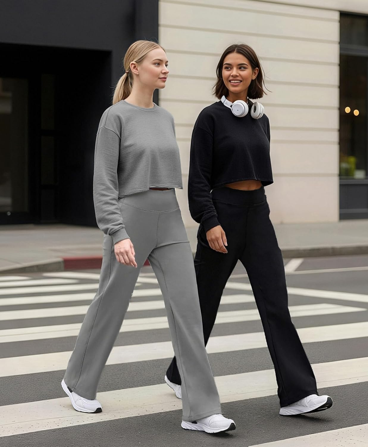 BRXL Straight Leggings for Women High Waist Wide Leg Stretch Scrunch Butt Lifting Lounge Casual Gym Yoga Pants - Image 3